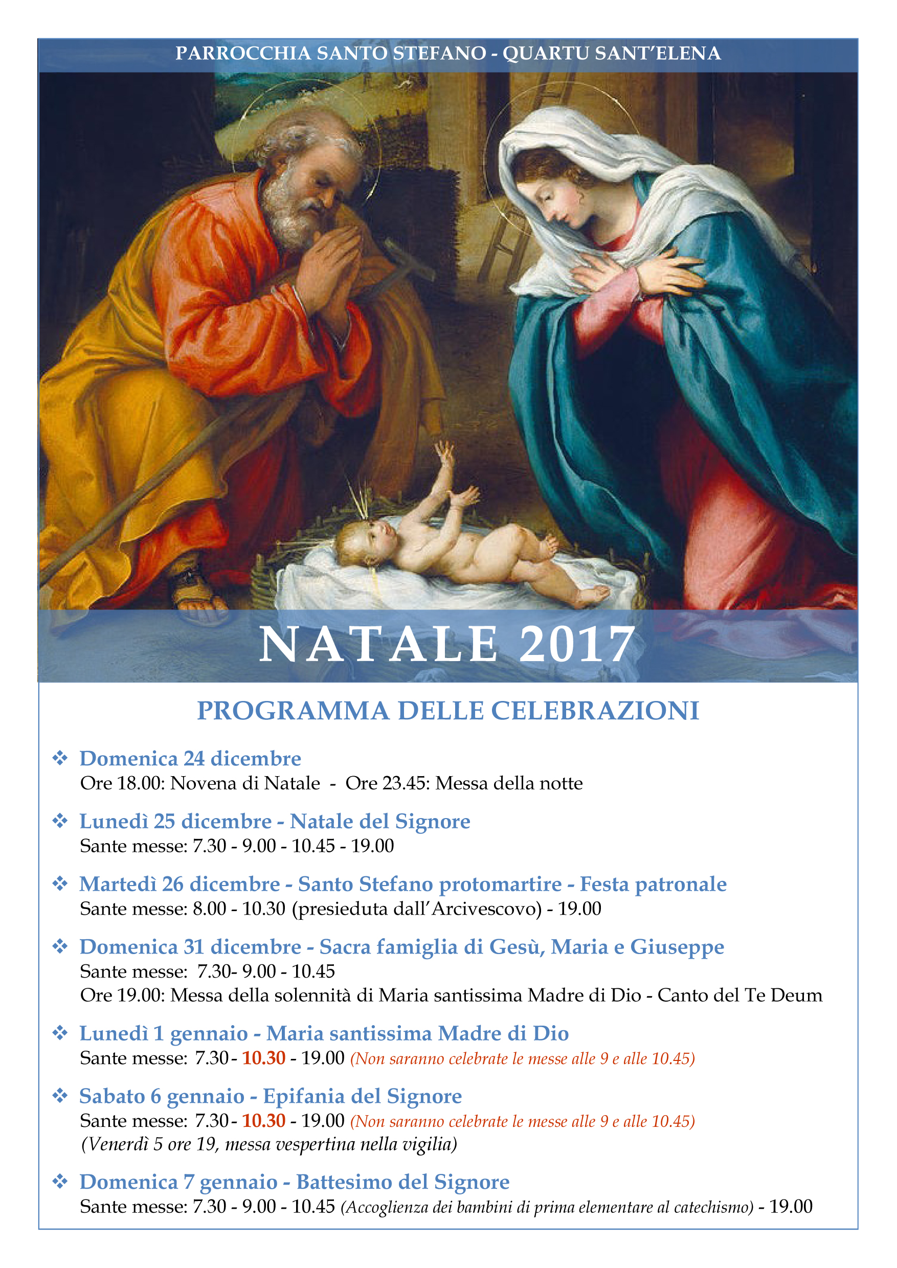 Programma Celebrazioni Natale 17 Parrocchia Santo Stefano Protomartire